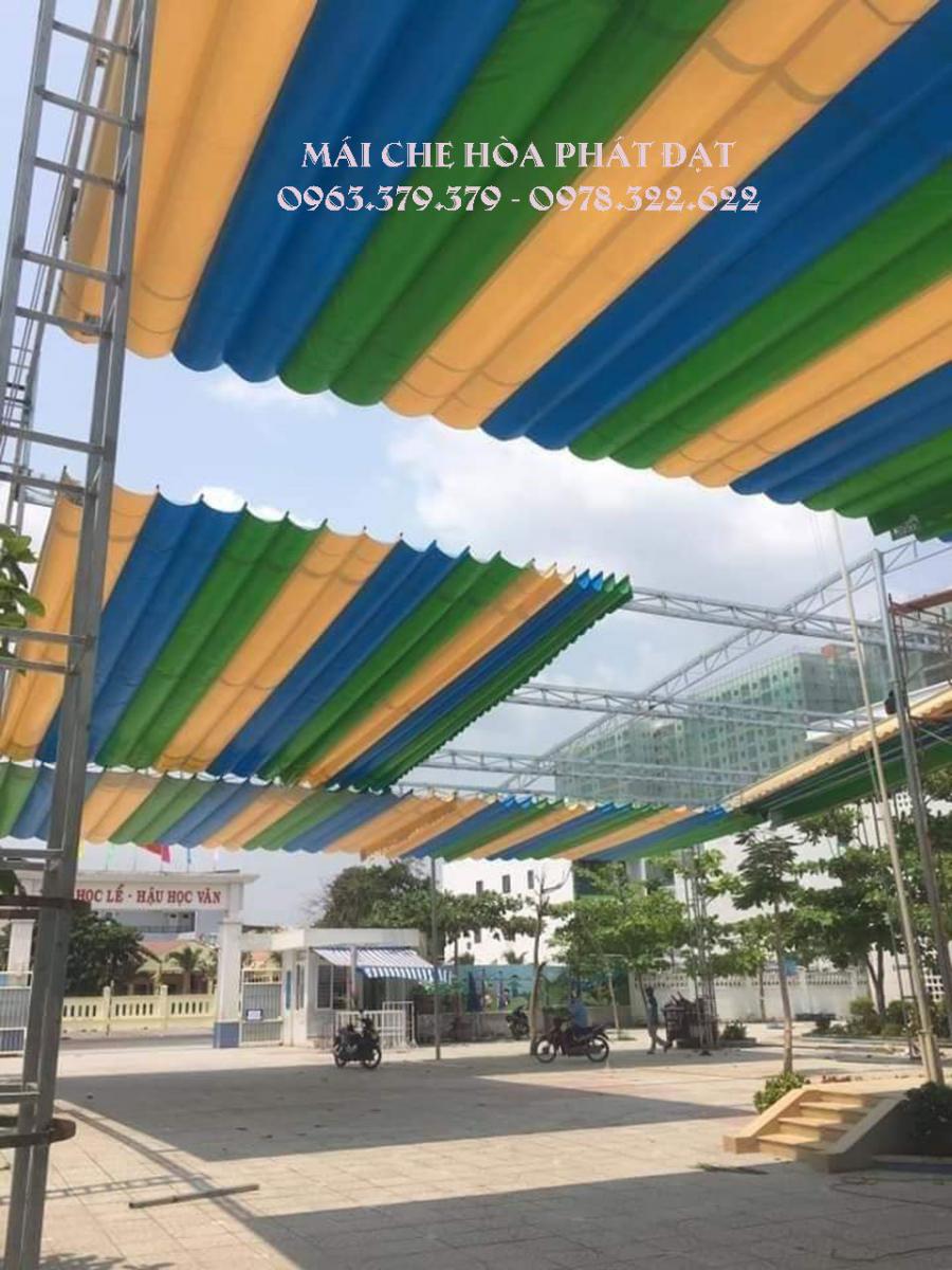báo giá lắp đặt mái che bạt xếp, mái bạt kéo lượn sóng uy tín tại CẨM MỸ - ĐỒNG NAI