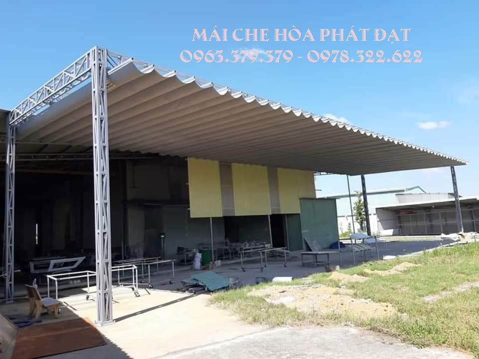báo giá lắp đặt mái che bạt xếp, mái bạt kéo lượn sóng uy tín tại CẨM MỸ - ĐỒNG NAI