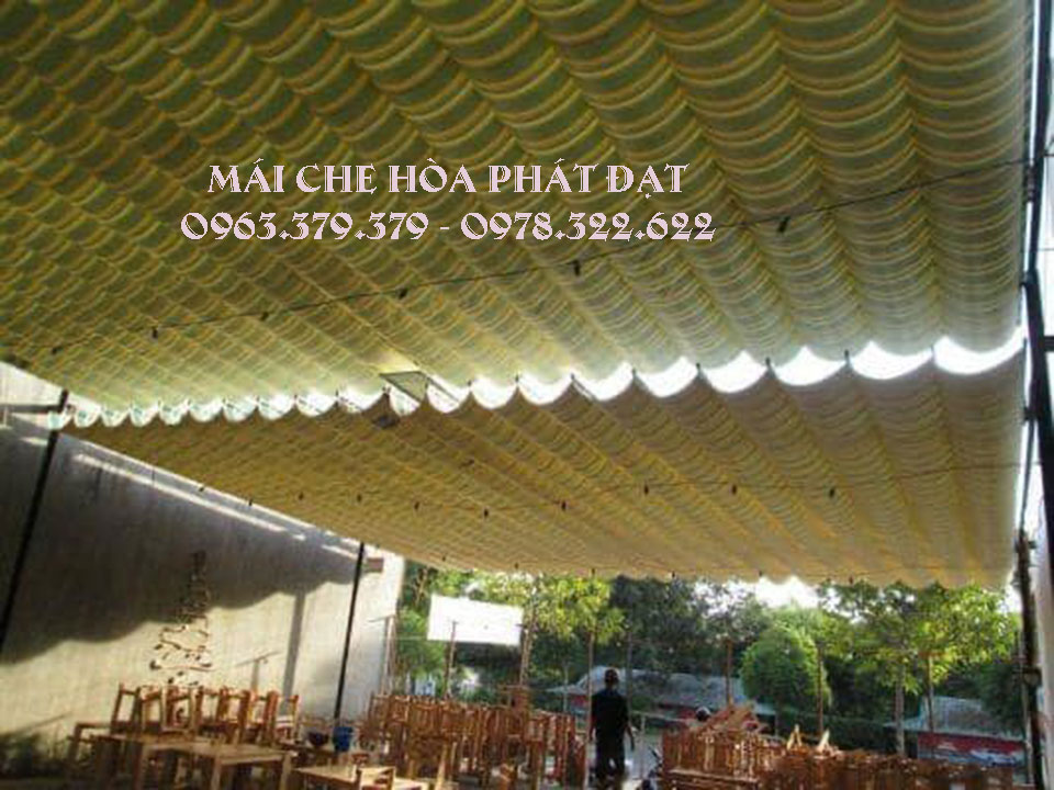 Hình ảnh : sản phẩm mái che bạt xếp di động quán cafe đẹp chất lượng Hòa Phát Đạt