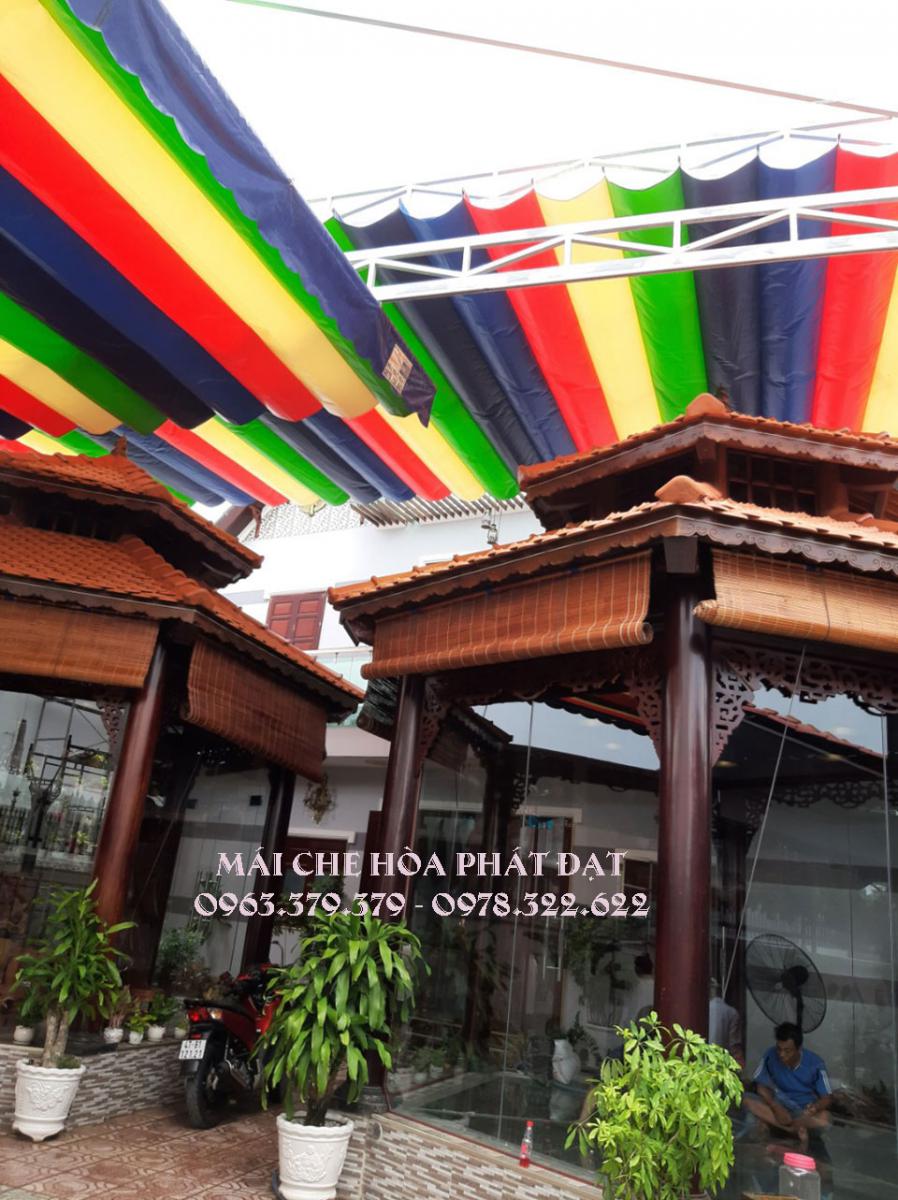 Hình ảnh : sản phẩm mái che bạt xếp di động quán cafe đẹp chất lượng Hòa Phát Đạt