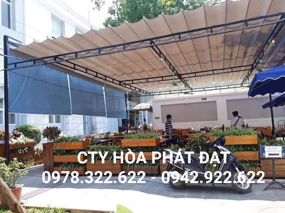 Hình ảnh : sản phẩm mái che bạt xếp di động quán cafe đẹp chất lượng Hòa Phát Đạt